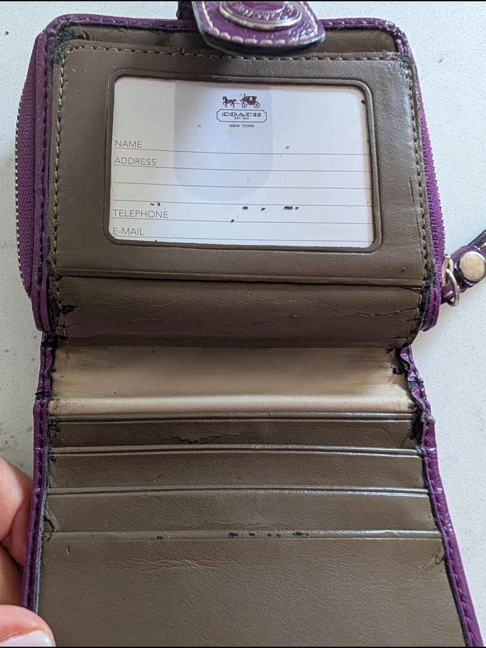 Coach Purple and Brown Bifold Wallet